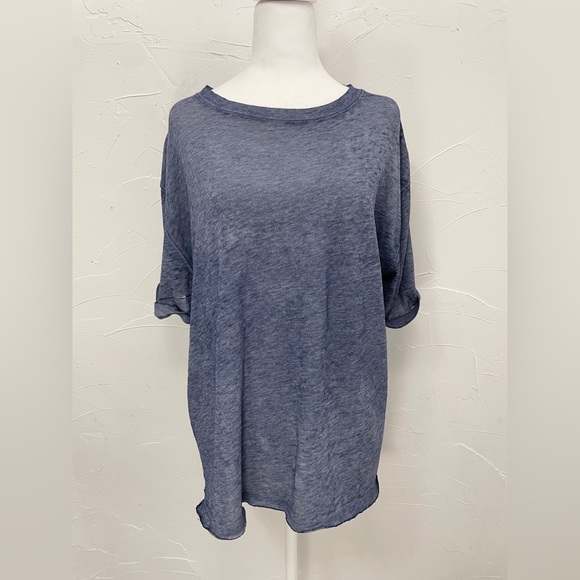 Free People, We The Free, Cassidy Tee Blue Cuffed Short Sleeve - Picture 5 of 9